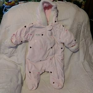 Snowsuit ,pink with heart's
